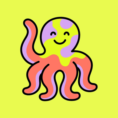 Mochi app icon: a smiling octopus on yellow